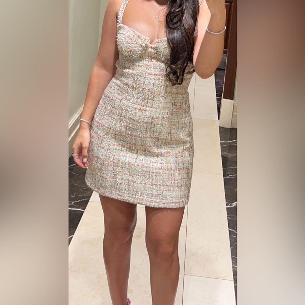 Pastel boucle mini dress